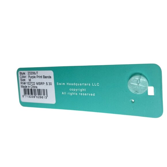 Sand Castle Swimwear Purple Print Bandeau Bikini Top Size M Halter Beach Resort - Picture 11 of 11